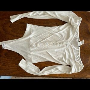 Off the shoulder white body suit